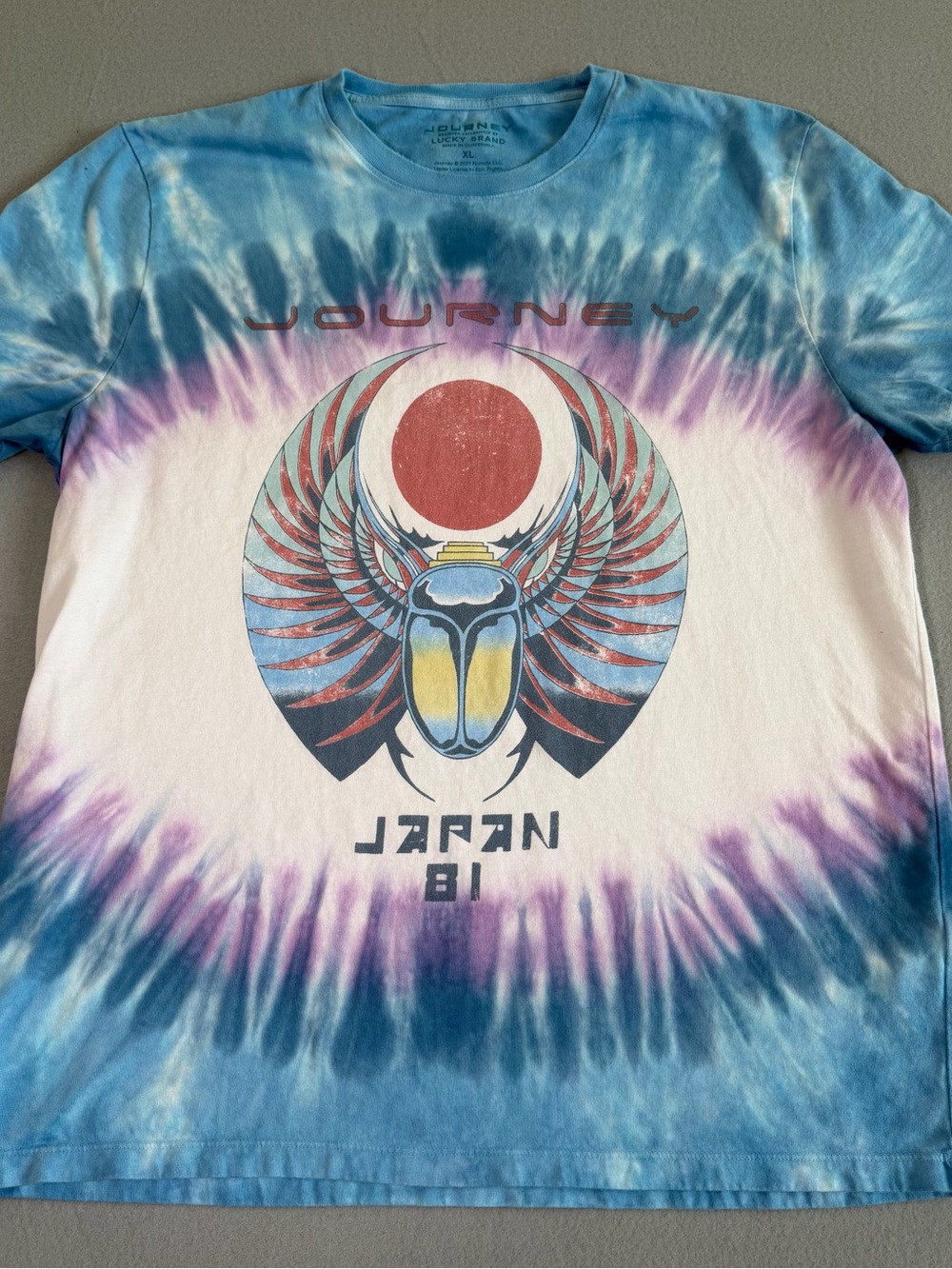 Lucky Brand Men's Size XL Journey T-Shirt Tie Dye Retro 1981 Japan Concert EUC